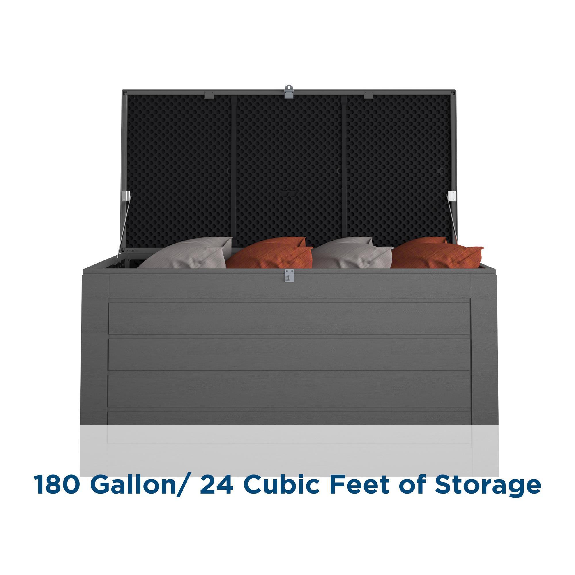 Cosco, Patio Deck Storage Box, 180 Gal., Black Charcoal, Capacity 180 Gal, Color Gray, Material Plastic, Model# 88180BGY1E